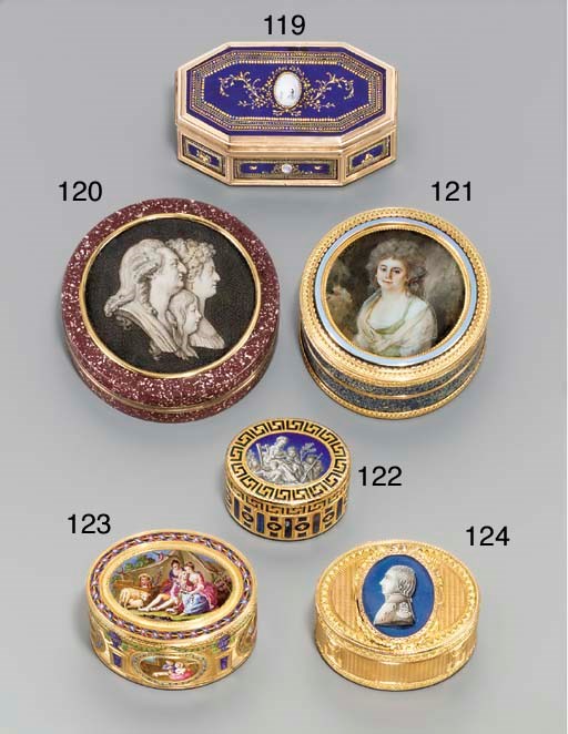 A LOUIS XV ENAMELLED GOLD SNUFF-BOX