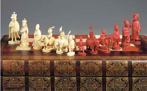 A Chinese ivory chess set
