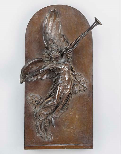A bronze relief plaque of 'Victory'