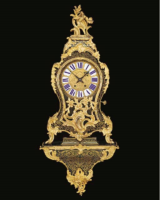 A French gilt bronze and brass inlaid tortoiseshell bracket clock