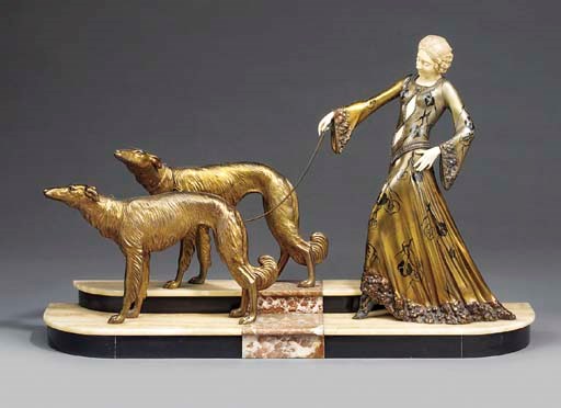 An art nouveau spelter group