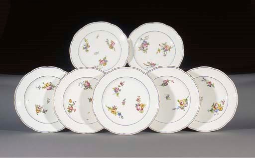 Seven Sevres plates