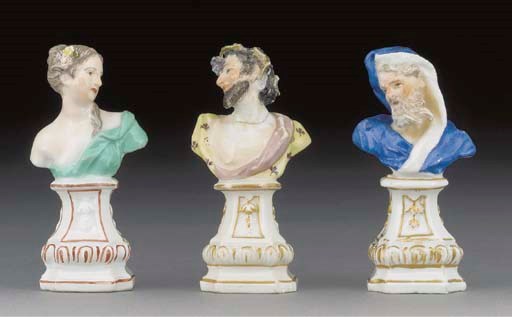 Three Meissen busts emblematic of the Seasons