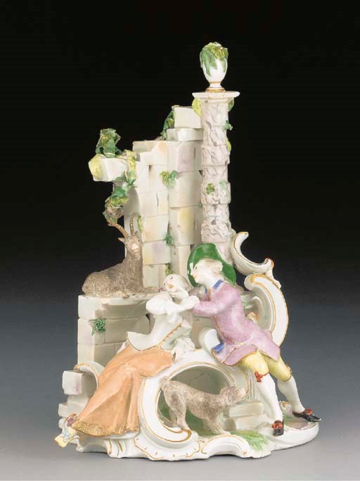 A Nymphenburg group of lovers among the ruins