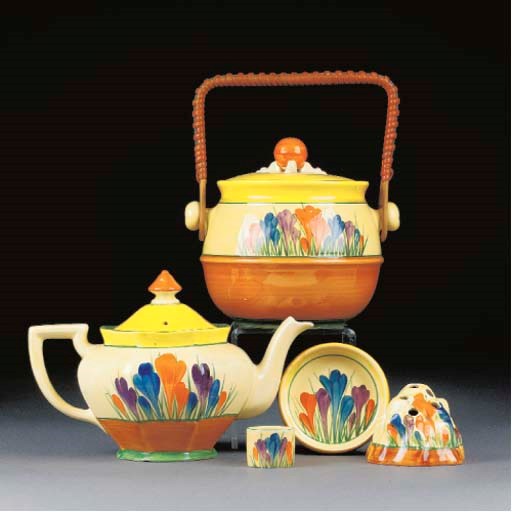 A CROCUS BISCUIT BARREL AND COVER