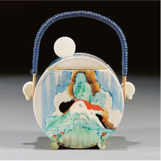 A NEWLYN BONJOUR BISCUIT BARREL AND COVER