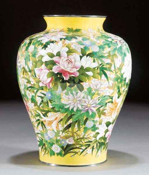 A cloisonne enamel baluster vase, 19th century