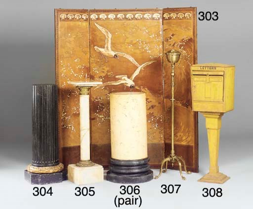 A French onyx and gilt bronze mounted columnar pedestal
