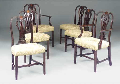 A set of six Edwardian mahogany dining chairs
