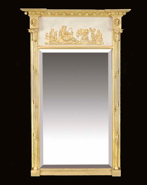 A Regency giltwood and white painted pier glass
