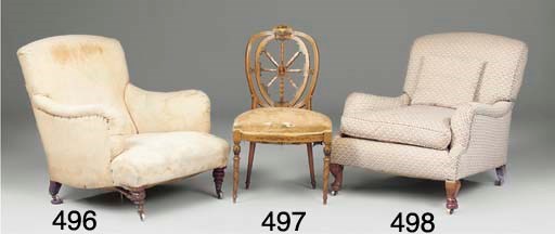 AN EDWARDIAN SIMULATED SATINWOOD AND POLYCHROME DECORATED SIDE CHAIR