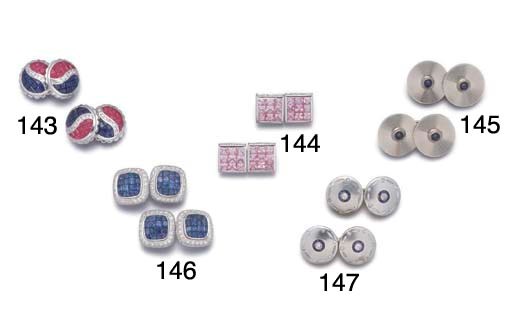 A pair of sapphire and diamond cufflinks,