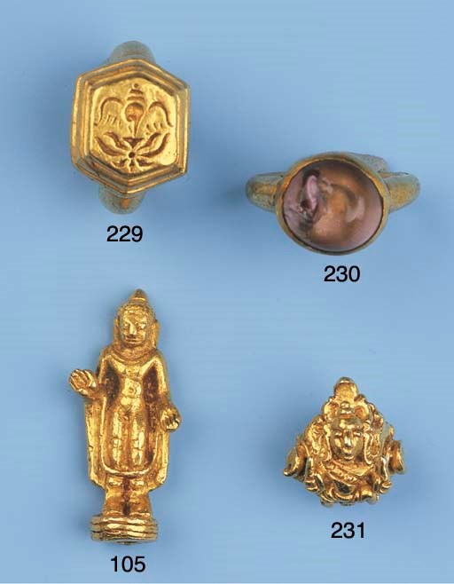 a thai, si theb style, gold figurine of buddha sakyamuni