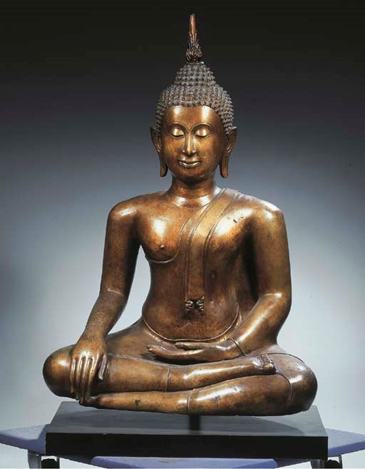 a thai, ayutthaya style, bronze figure of buddha sakyamuni