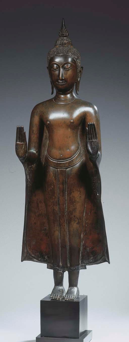 a thai, ayutthaya style, bronze figure of buddha sakyamuni