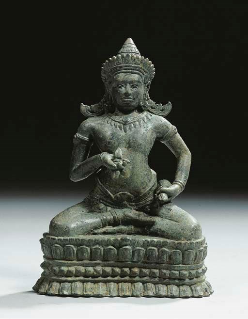 a khmer, bayon style, bronze figure of vajrasattva