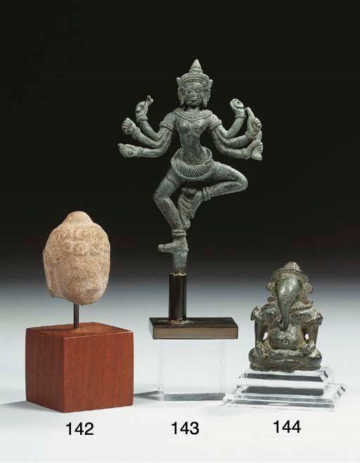a khmer, angkor vat style, bronze figure of ganesha
