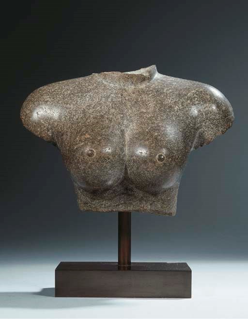 a khmer polished stone female bust