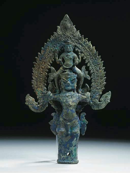 a khmer, angkor vat style, bronze finial