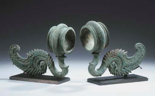 (2) a pair of khmer bronze rings