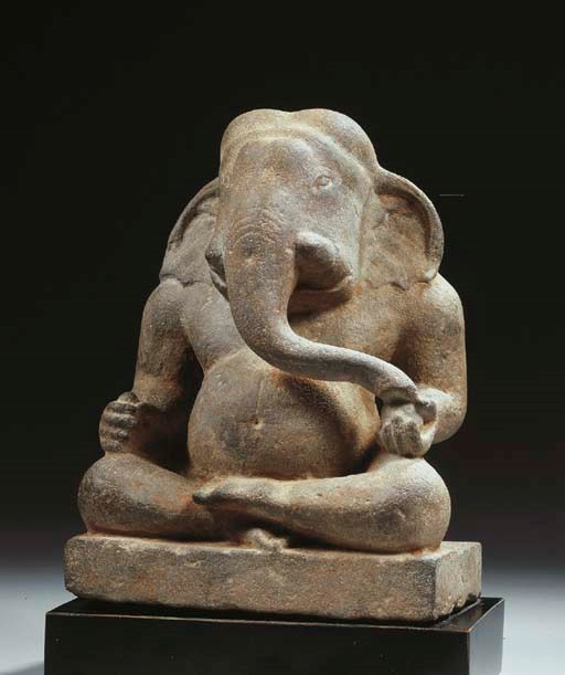 a pre-angkor sandstone figure of ganesha