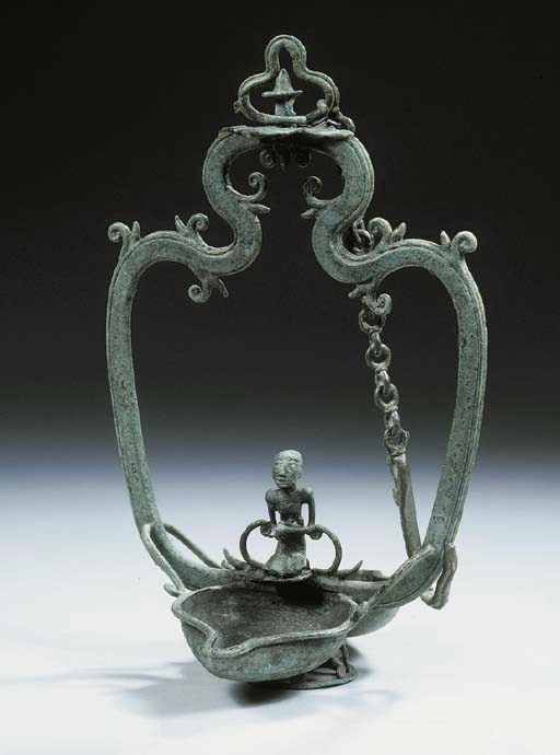 an east javanese bronze hanging lamp
