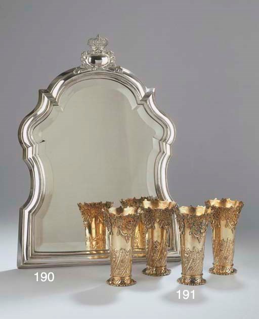 A large German silver-mounted mirror
