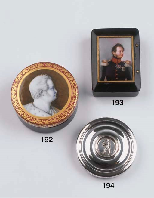 A lacquered snuff-box with the portrait miniature of Friedrich-Wilhelm IV