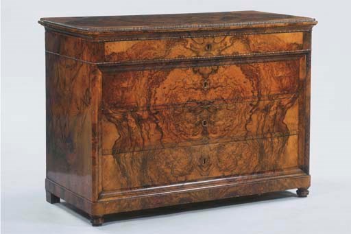 A South German figured walnut commode