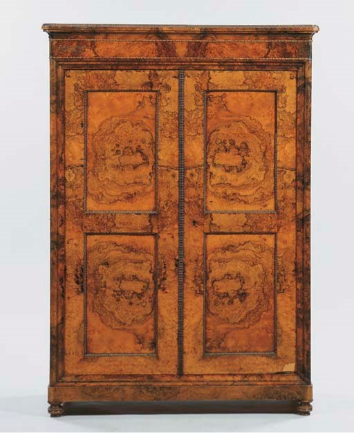 A South German figured walnut cupboard