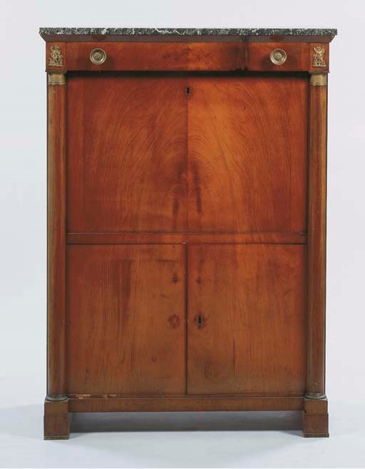 An Empire ormolu-mounted mahogany secretaire a abattant