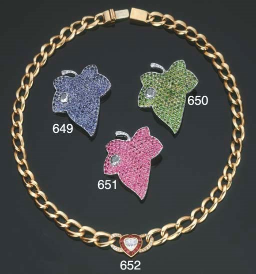 Collana in oro con diamanti e rubini, di Illario
