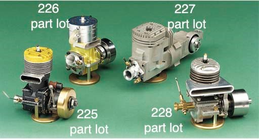 A McCoy gold head spark ignition engine with black painted body;