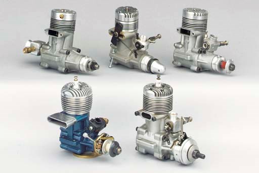 An O.S. Max 60 SR glow plug engine,