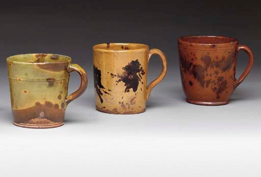A GROUP OF THREE GLAZED REDWARE ITEMS