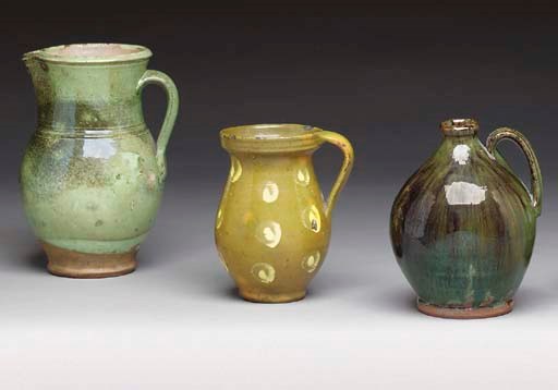A GROUP OF THREE GLAZED REDWARE ITEMS