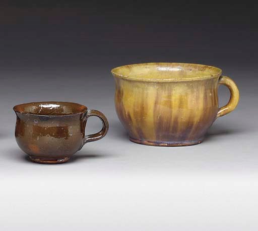 A GROUP OF TWO GLAZED REDWARE PORRINGERS