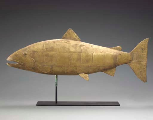 A CARVED AND GILDED WOODEN CODFISH WEATHERVANE