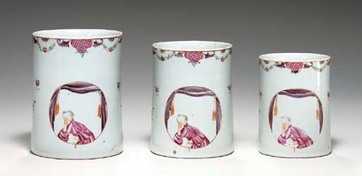 A SET OF THREE GRADUATED MUGS