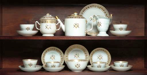 A MASONIC PART TEA SERVICE