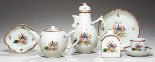 AN ARMORIAL MASONIC PART TEA AND COFFEE-SERVICE