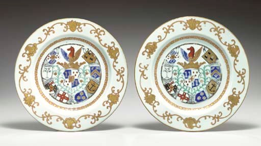 A PAIR OF ARMORIAL PLATES