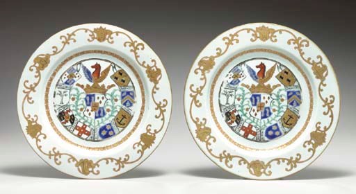 A PAIR OF ARMORIAL PLATES
