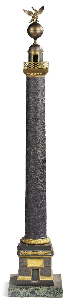 AN ITALIAN BRONZE AND PARCEL GILT MODEL OF TRAJAN'S COLUMN