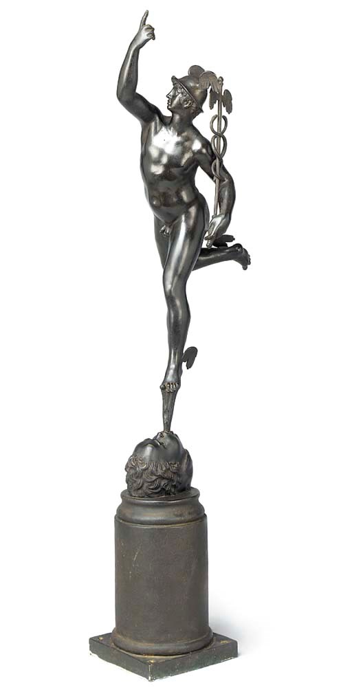 AN ELECTROTYPE BRONZE FIGURE OF MERCURY