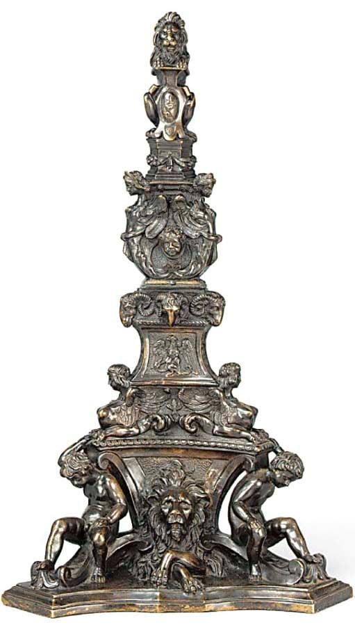 TWO BRONZE ANDIRONS