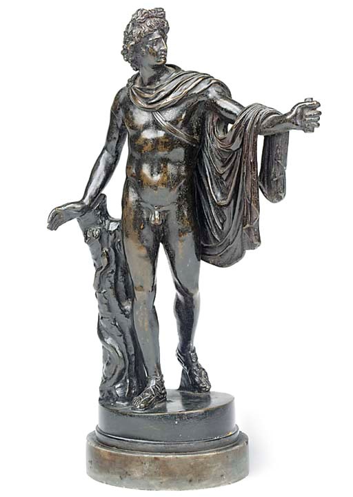 AN ITALIAN BRONZE MODEL OF THE 'APOLLO BELVEDERE'