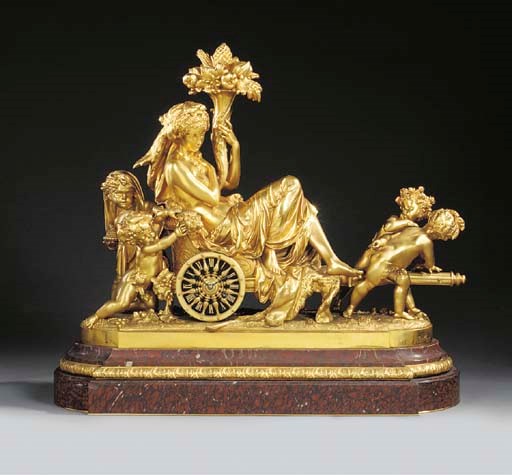 A FRENCH GILT BRONZE MANTEL CLOCK