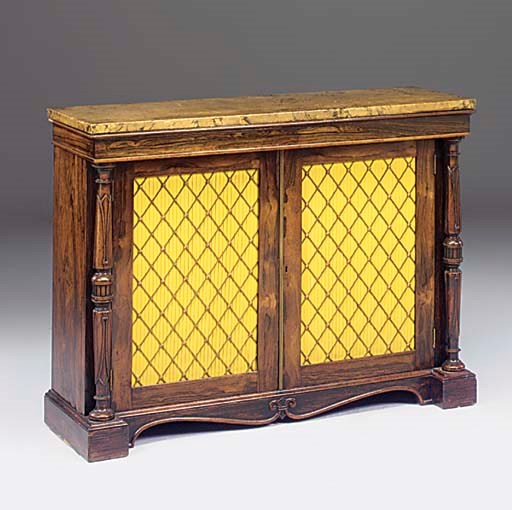 A WILLIAM IV ROSEWOOD SIDE CABINET