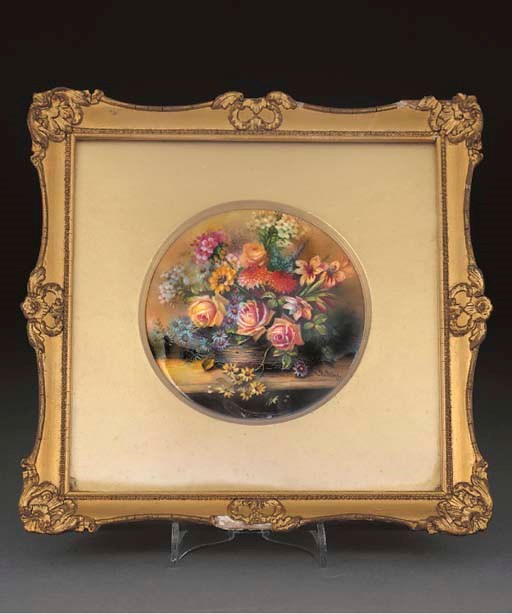 A Royal Worcester circular framed plaque